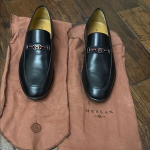 Like New Size 10 Mezlan Black Leather Men's Loafers Falcon